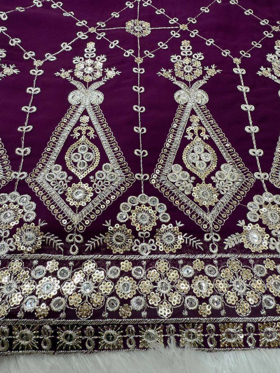 Women's Georgette Embroidery Work Straight Kurta With Sharara Suit and Dupatta Set - Image 8